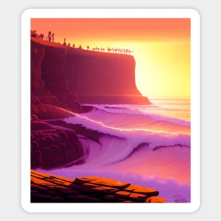 Sun cliff scenery. Sticker